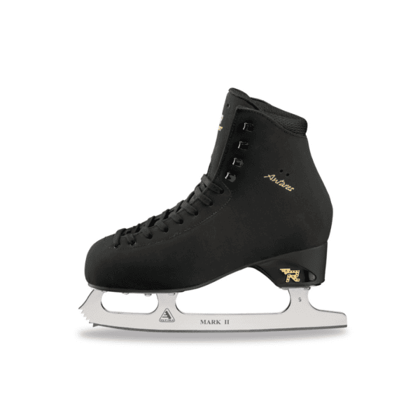 Scarpa da pattinaggio artistico Risport Antares con gambale alto e lama Mark II, in nero, per pattinaggio su ghiaccio.