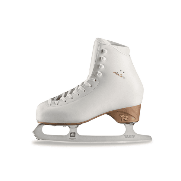 Pattino da figure skating Risport Antares bianco con lama in metallo e suola in cuoio.