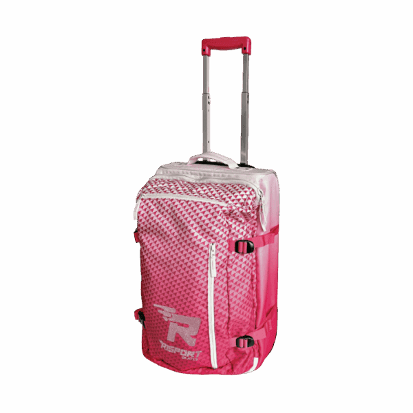 Trolley Risport rosa per pattini e attrezzatura.